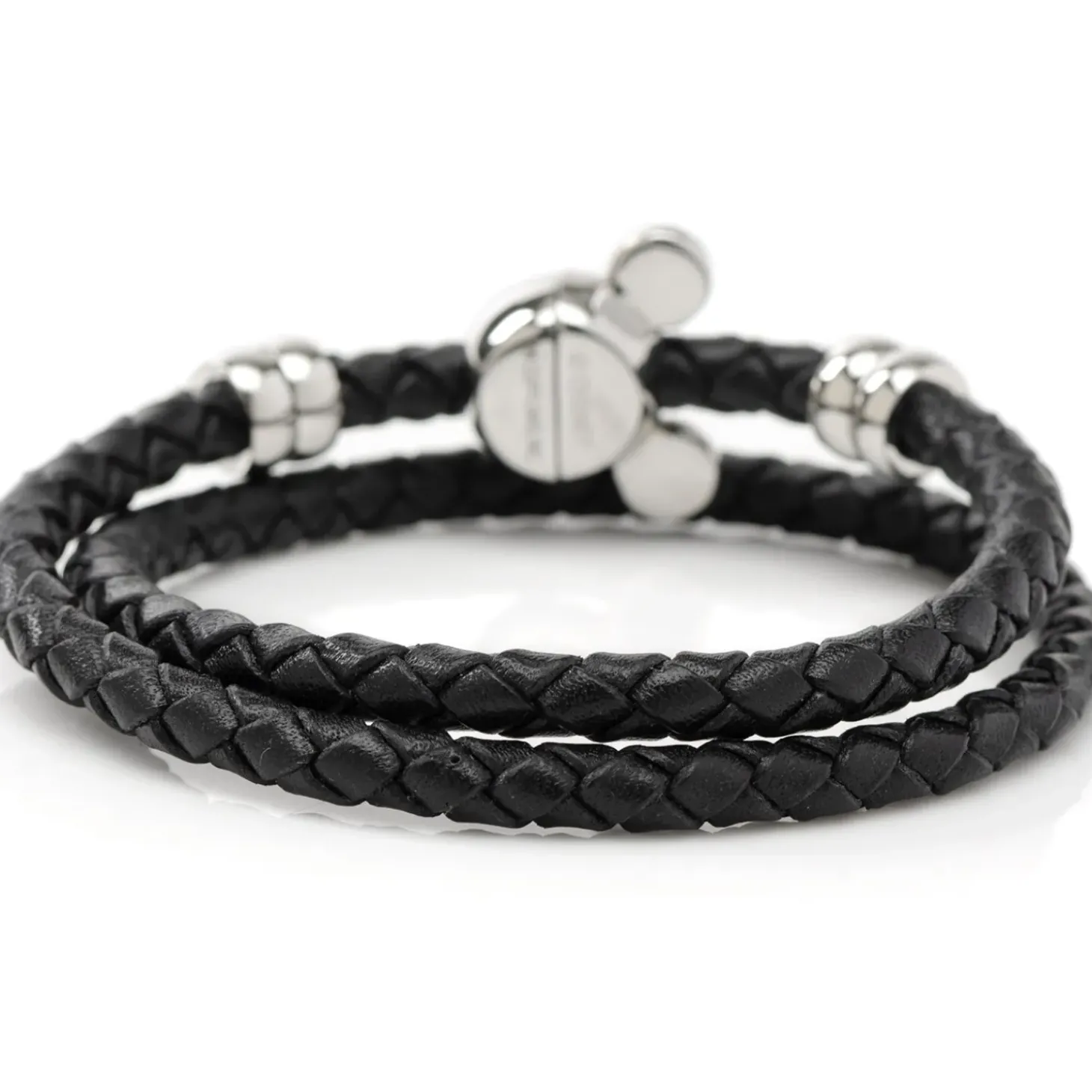 Disney Mickey Silhouette Black Double Wrapped Leather Bracelet