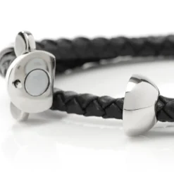 Disney Mickey Silhouette Black Double Wrapped Leather Bracelet