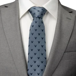 Disney Mickey Silhouette Blue Herringbone Men's Tie