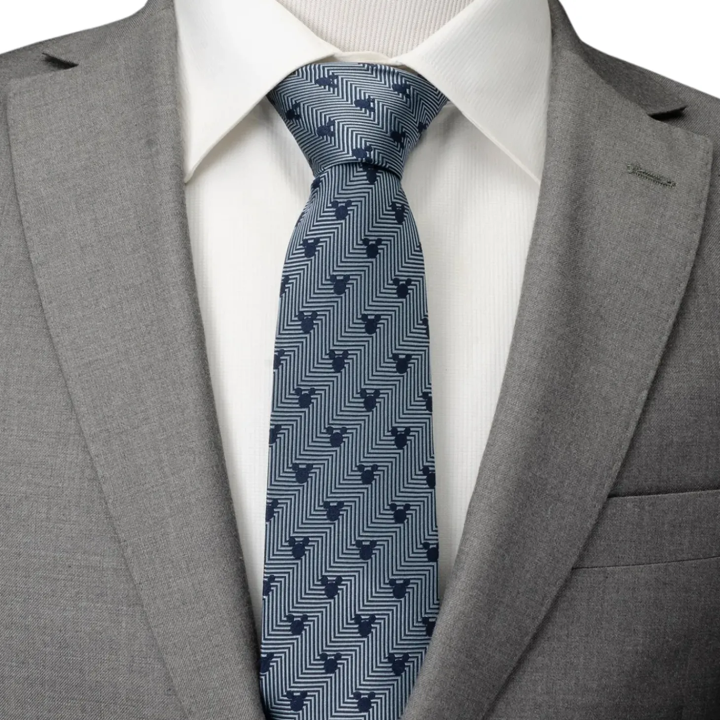 Disney Mickey Silhouette Blue Herringbone Men's Tie