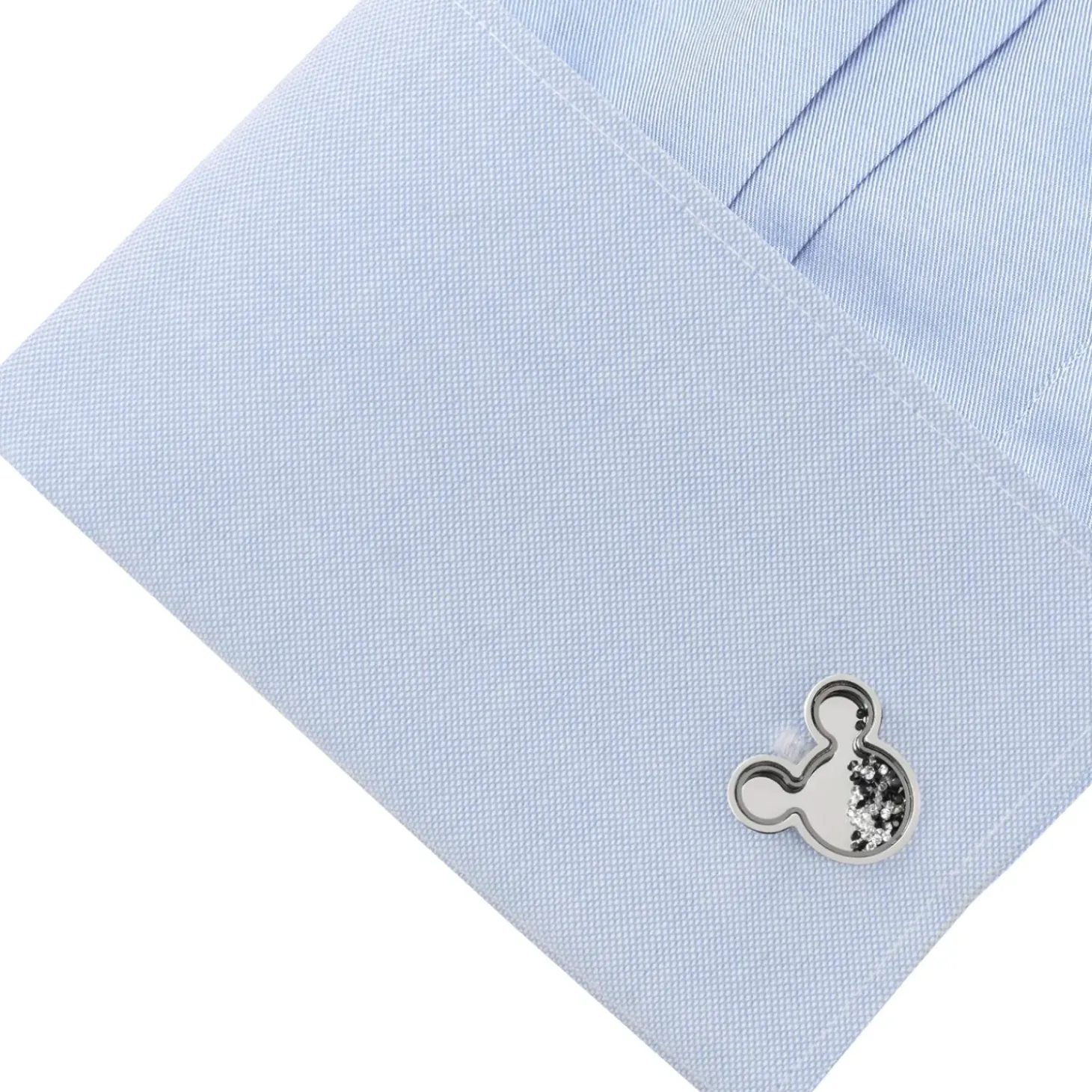 Disney Mickey Silhouette Floating B/W Crystal Stainless Steel Cufflinks