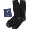 Disney Mickey Silhouette Motif Black Sock and Mickey Blue Lapel Pin Gift Set
