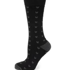 Disney Mickey Silhouette Motif Black Sock and Mickey Blue Lapel Pin Gift Set