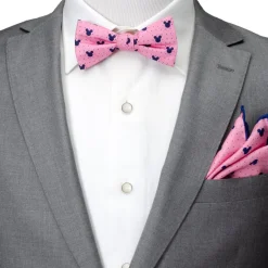 Disney Mickey Silhouette Pink Dot Pre-tied Bow Tie
