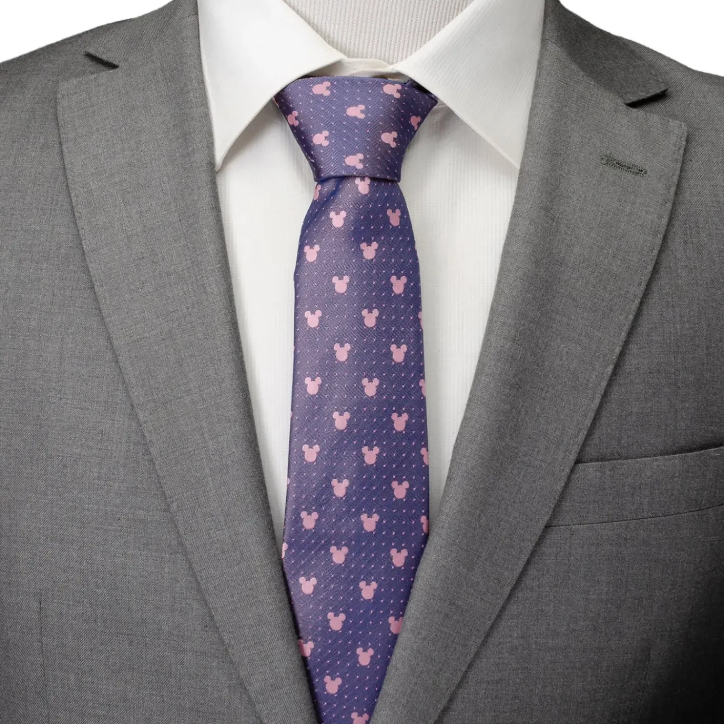 Disney Mickey Silhouette Purple Pink Dot Tie