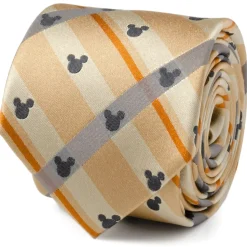 Disney Mickey Silhouette Tan Plaid Tie