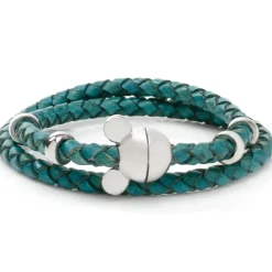 Disney Mickey Silhouette Teal Double Wrapped Leather Bracelet