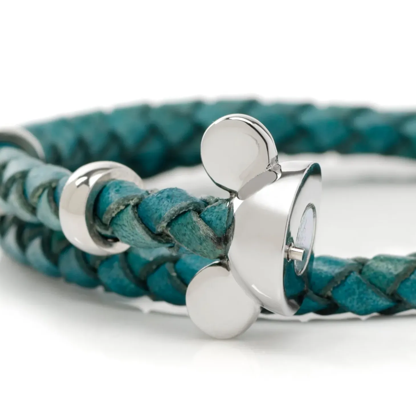 Disney Mickey Silhouette Teal Double Wrapped Leather Bracelet