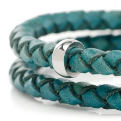Disney Mickey Silhouette Teal Double Wrapped Leather Bracelet