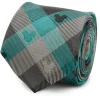 Disney Mickey Silhouette Teal Plaid Men's Tie
