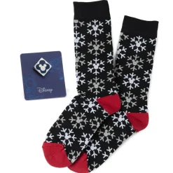 Disney Mickey Snow Black Sock and Mickey Blue Lapel Pin Gift Set