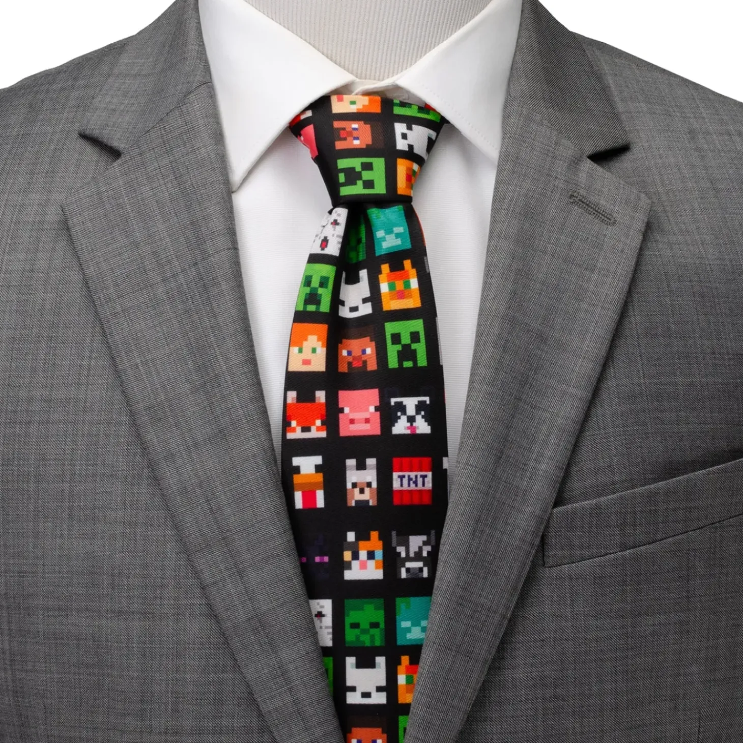 Minecraft Character Black Men's Tie