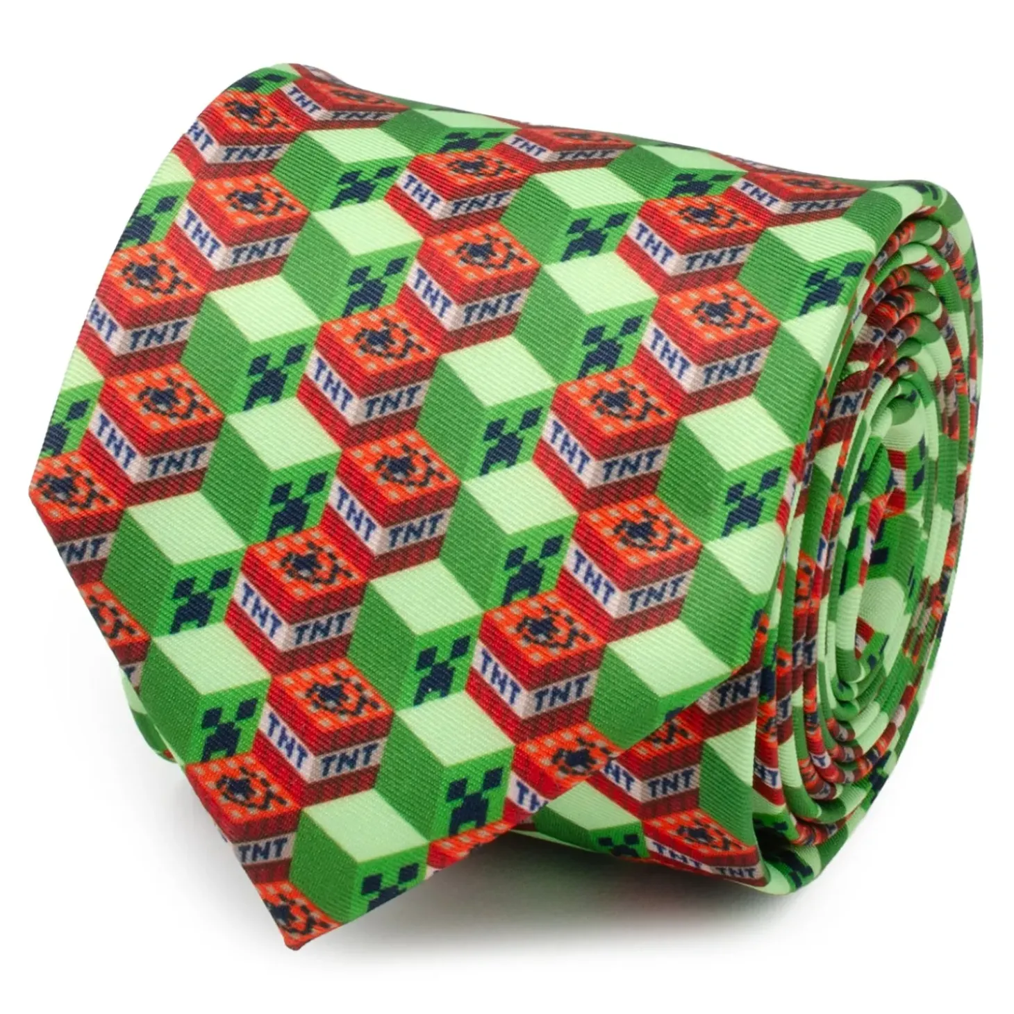 Minecraft Creeper TNT Isometric Green Men's Tie