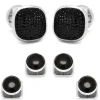 Ox and Bull Trading Co. Mixed Pave Crystal and Onyx Stud Set