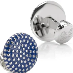 Ox and Bull Trading Co. Navy Circle Dot Texture Cufflinks