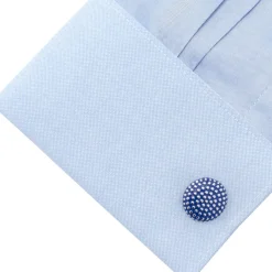 Ox and Bull Trading Co. Navy Circle Dot Texture Cufflinks