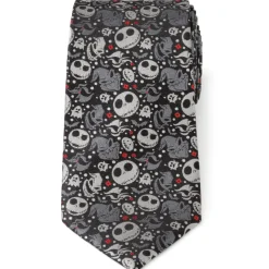 Disney Nightmare Before Christmas Black Gray Pattern Men's Tie