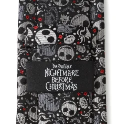 Disney Nightmare Before Christmas Black Gray Pattern Men's Tie