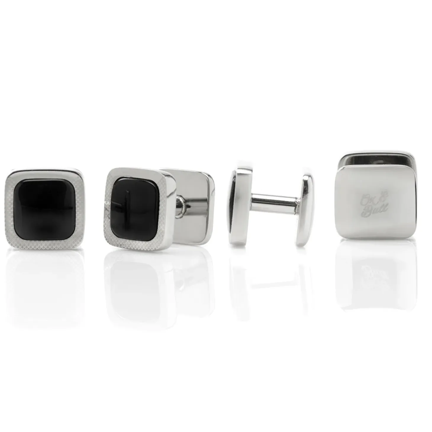 Ox and Bull Trading Co. Onyx Cushion Stainless Steel Studs