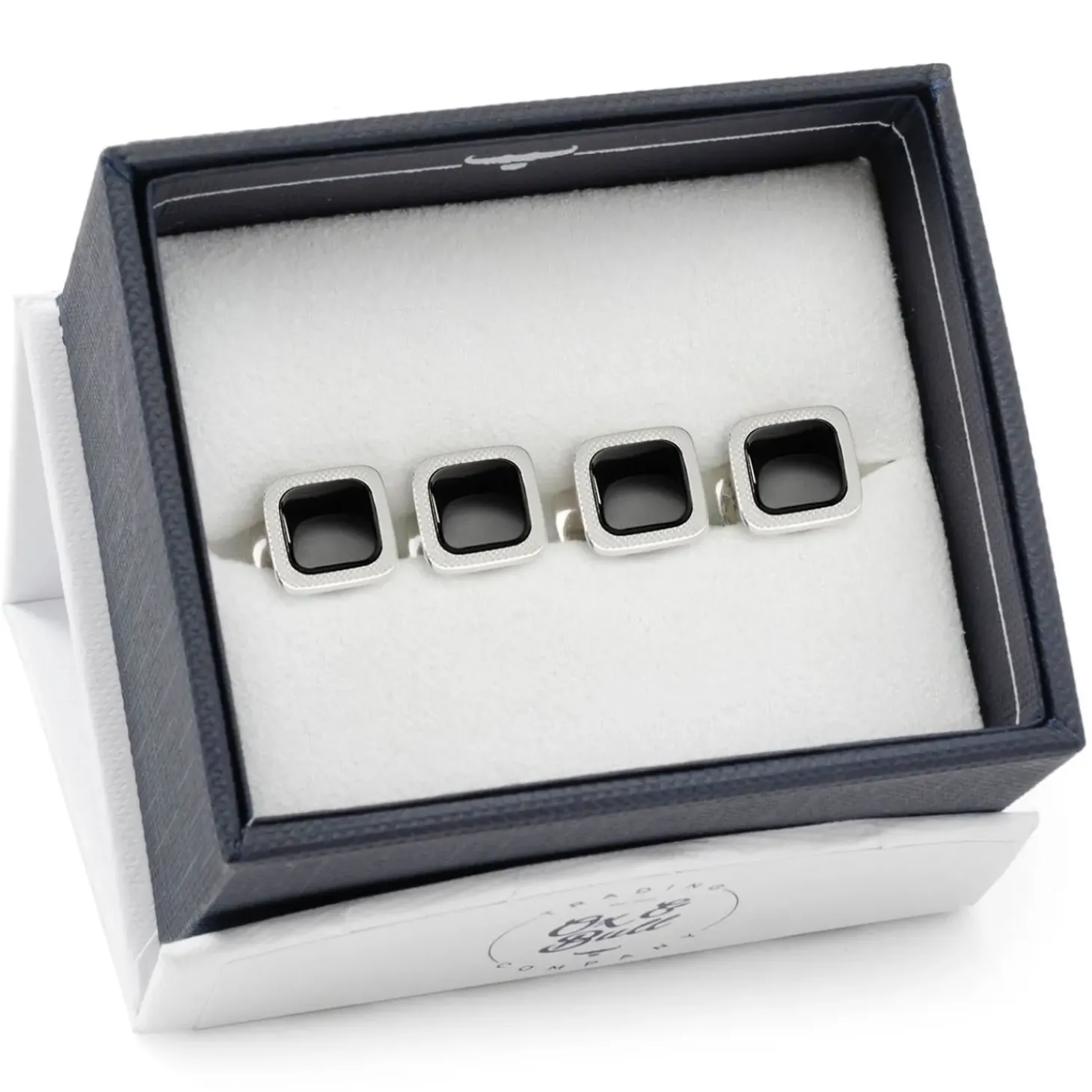 Ox and Bull Trading Co. Onyx Cushion Stainless Steel Studs