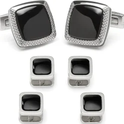 Ox and Bull Trading Co. Onyx Cushion Stainless Steel Stud Set