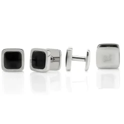 Ox and Bull Trading Co. Onyx Cushion Stainless Steel Stud Set