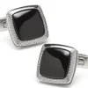 Ox and Bull Trading Co. Onyx Cushion Stainless Steel Cufflinks