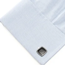 Ox and Bull Trading Co. Onyx Cushion Stainless Steel Cufflinks
