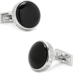 Ox and Bull Trading Co. Onyx I Love You Stainless Steel Cufflinks