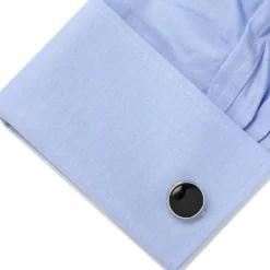 Ox and Bull Trading Co. Onyx I Love You Stainless Steel Cufflinks