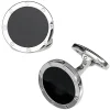 Jan Leslie Onyx Rivet Etch Detail Sterling Silver Cufflinks