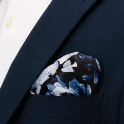 Ox and Bull Trading Co. Painted Floral Black Pocket Square