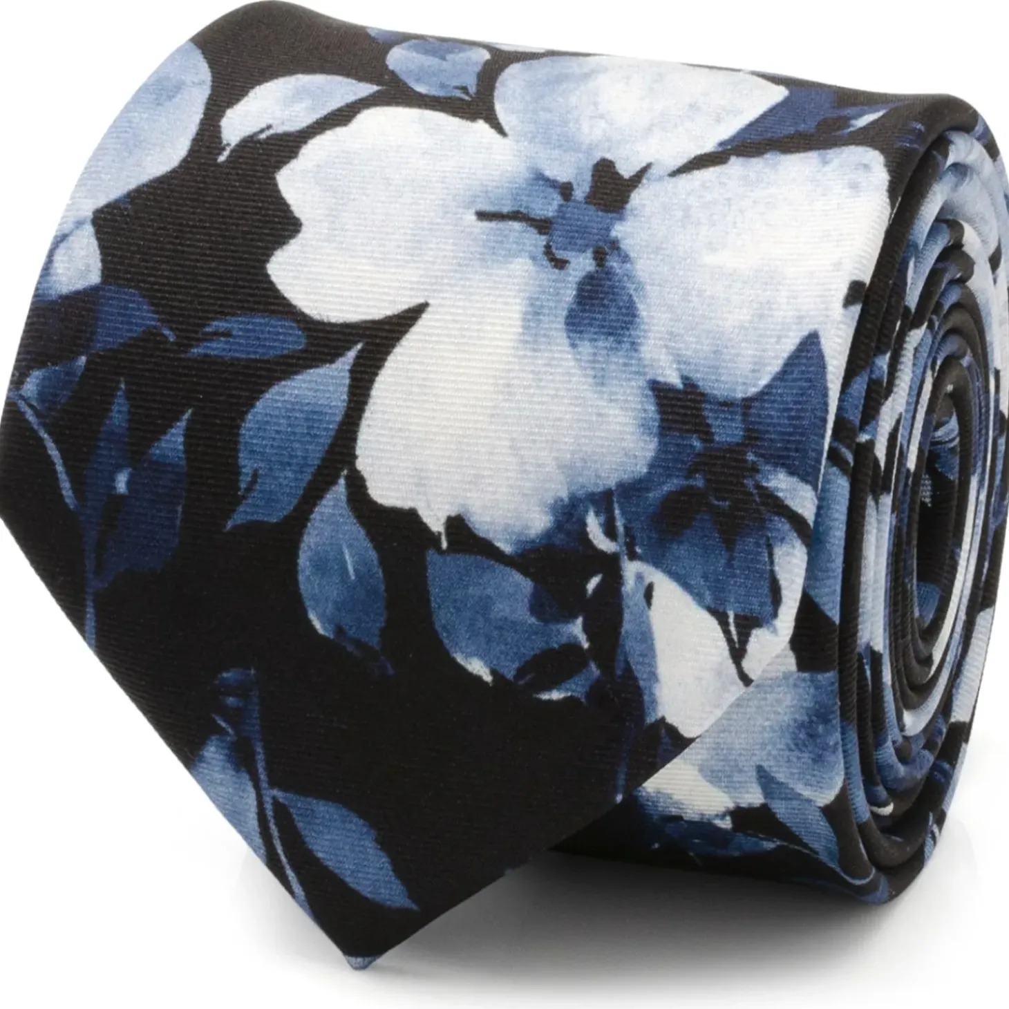 Ox and Bull Trading Co. Painted Floral Black Silk Men's Tie