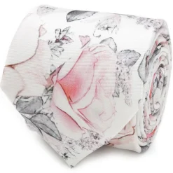 Ox and Bull Trading Co. Painted Floral Gray Silk Men's Tie