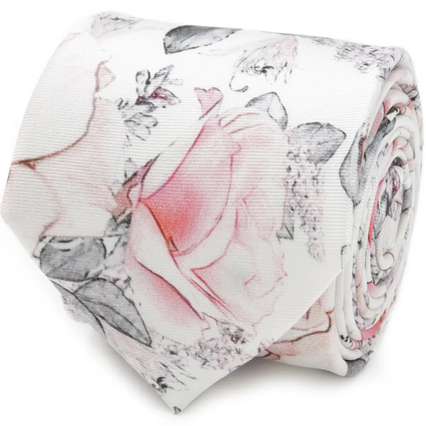 Ox and Bull Trading Co. Painted Floral Gray Silk Men's Tie
