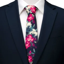 Ox and Bull Trading Co. Painted Floral Navy Silk Men's Tie
