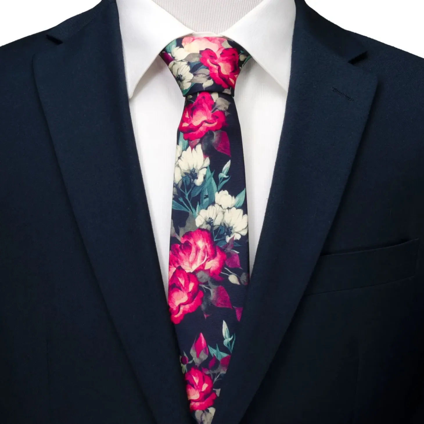 Ox and Bull Trading Co. Painted Floral Navy Silk Men's Tie