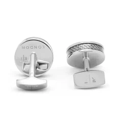 Tateossian Palladium plated Carbon Fibre Cufflinks and Shirt Studs Set