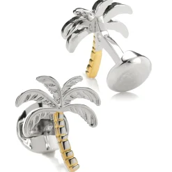 Ox and Bull Trading Co. Palm Tree Silver Gold Cufflinks