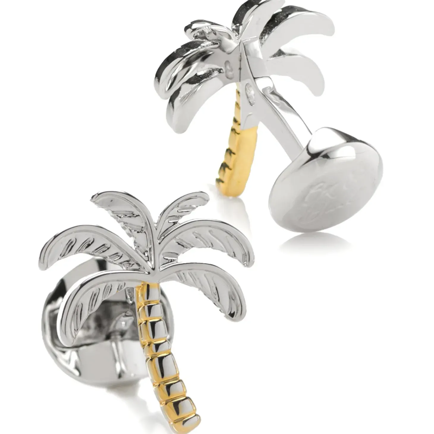 Ox and Bull Trading Co. Palm Tree Silver Gold Cufflinks