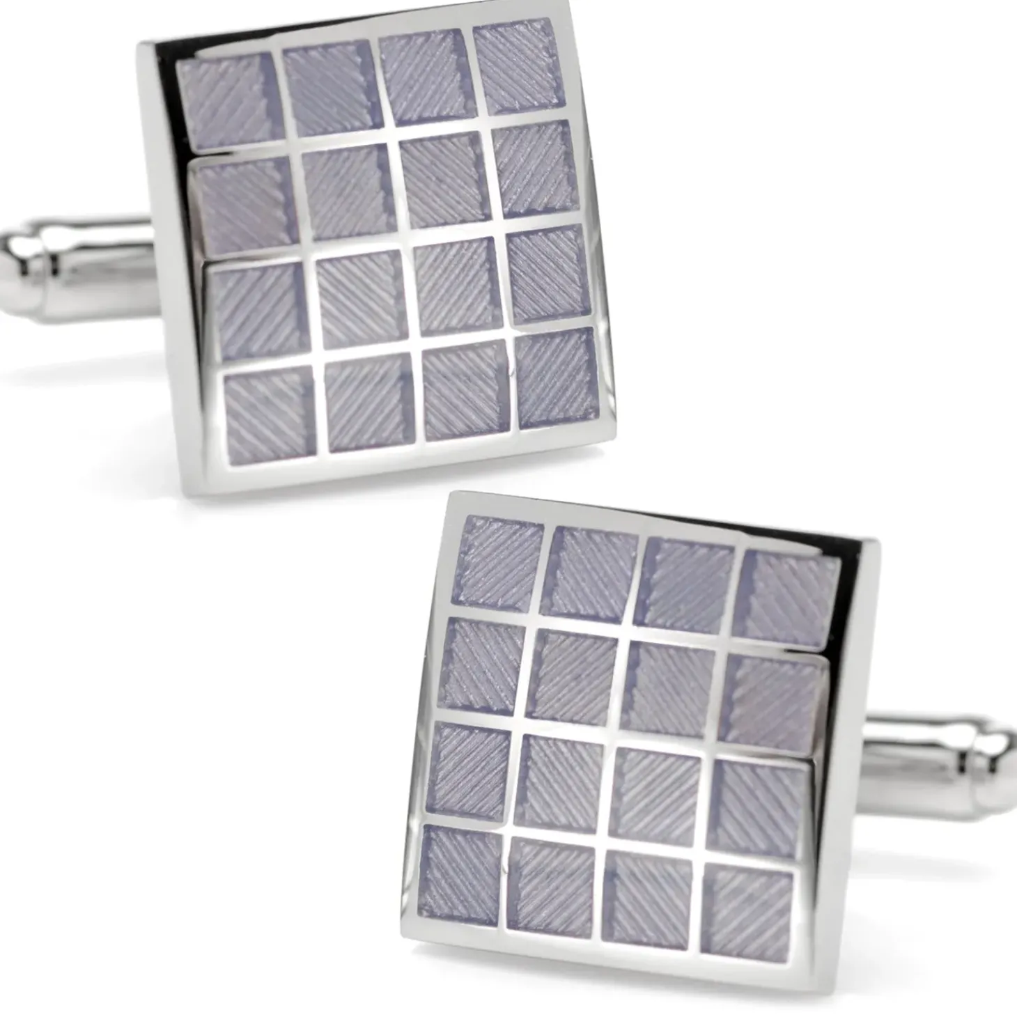 Ox and Bull Trading Co. Periwinkle Checker Square Cufflinks