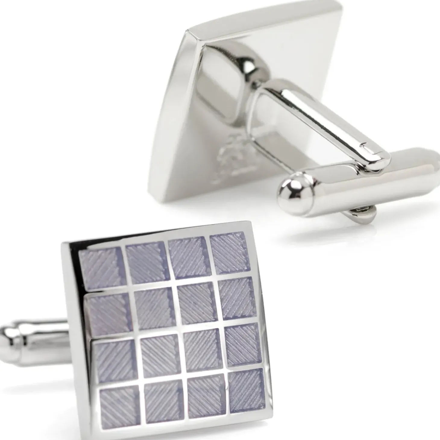 Ox and Bull Trading Co. Periwinkle Checker Square Cufflinks