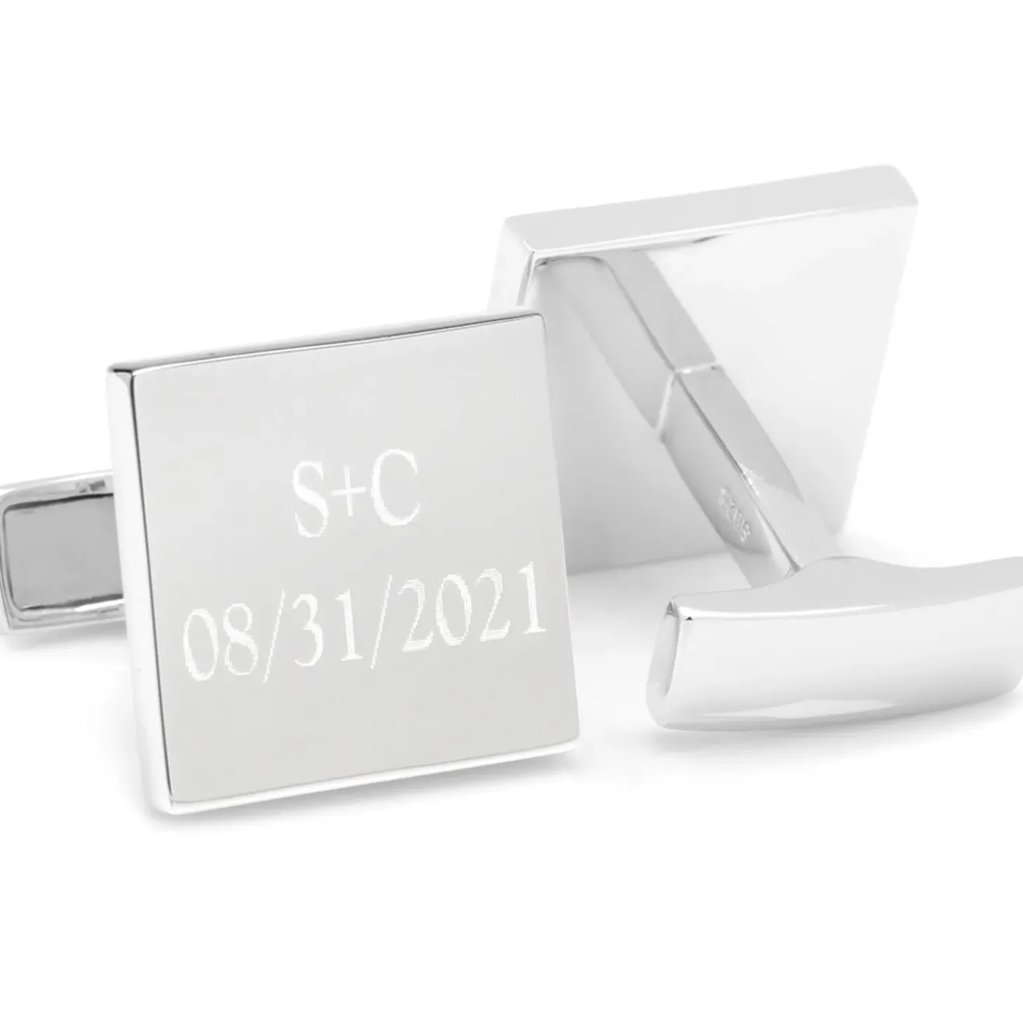Ox and Bull Trading Co. Personalized Wedding Day Engravable Square Cufflinks