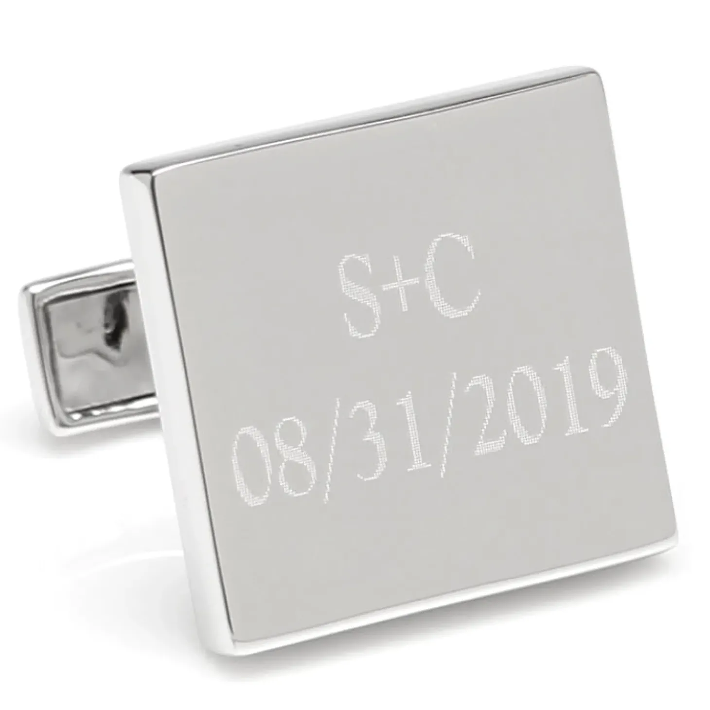 Ox and Bull Trading Co. Personalized Wedding Day Engravable Square Cufflinks