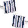 Ox and Bull Trading Co. Pink and Navy Striped Square Cufflinks