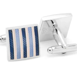Ox and Bull Trading Co. Pink and Navy Striped Square Cufflinks