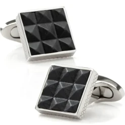 Tateossian Pyramids Leather and Titanium Cufflinks
