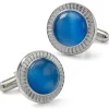 Ox and Bull Trading Co. Radiant Blue Catseye Stainless Steel Cufflinks
