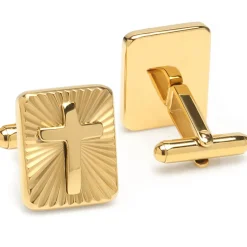 Ox and Bull Trading Co. Radiant Cross Gold Stainless Steel Cufflinks