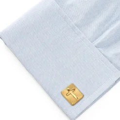 Ox and Bull Trading Co. Radiant Cross Gold Stainless Steel Cufflinks